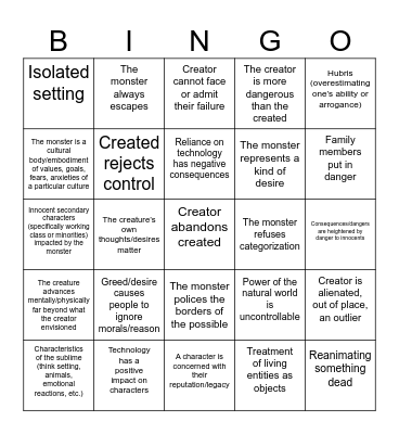 Jurassic Park Bingo Card