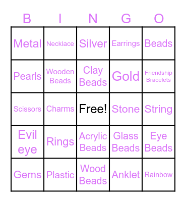 Jewelry & Beads Bingo Card