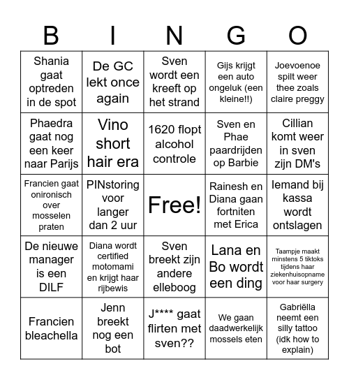 Drie taartuhn bingo Card