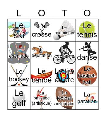 Sports Bingo Card