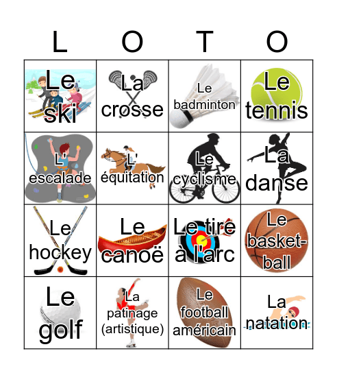 Sports Bingo Card