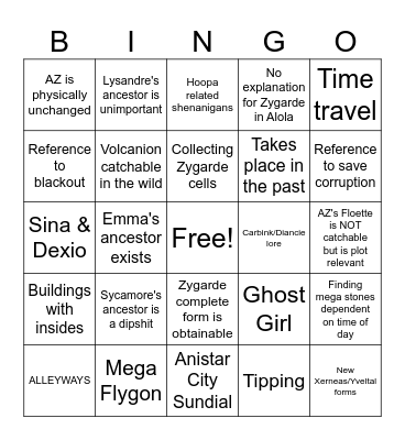 Jade's Legends ZA Bingo Card