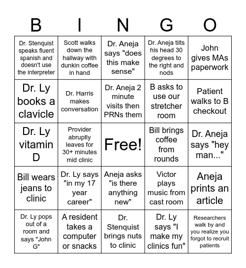 Ortho Trauma Bingo Card Bingo Card