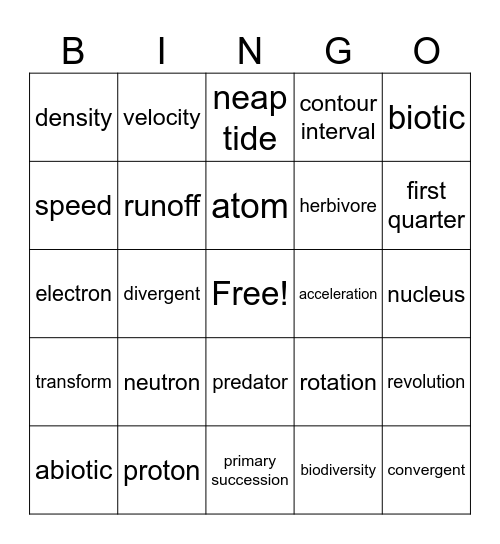 STAAR Review Bingo Card