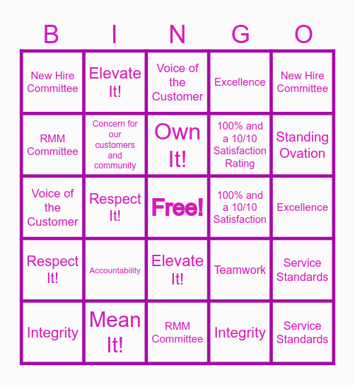 REACH FOR MORE Bingo Card