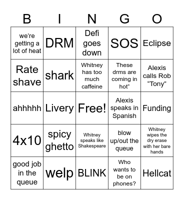 Business Lending Bingo Card