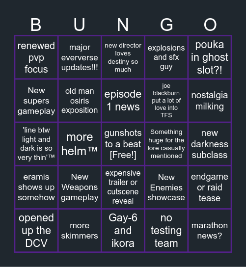 Final Shape Showcase Bingo Card