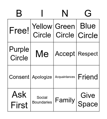 Circles Bingo Card
