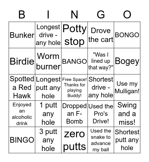 2016 Buddy Day Bingo Card