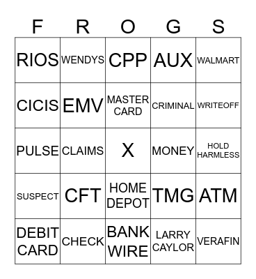 I'VE BEEN FRAUDED Bingo Card