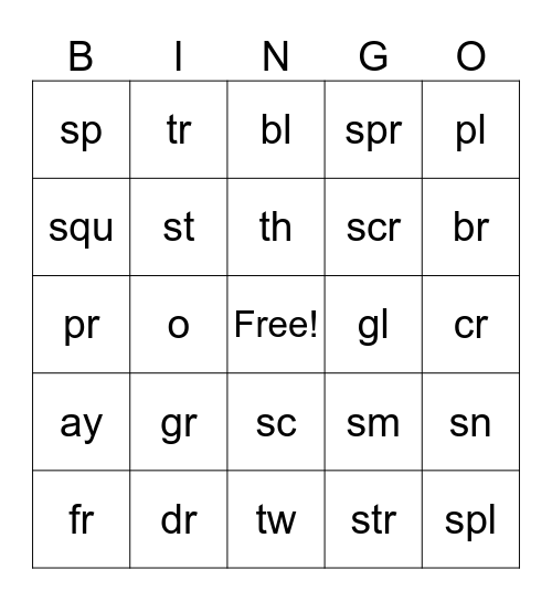 Chart 6 and 7 Bingo Card