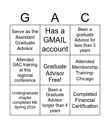 GAC BINGO Card