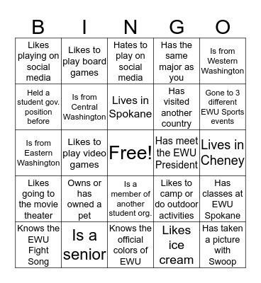 Human Bingo Card