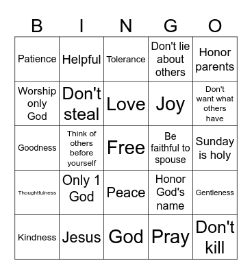 MOSES Bingo Card