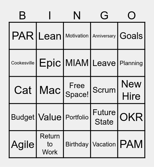 IAM Town Hall Bingo Card