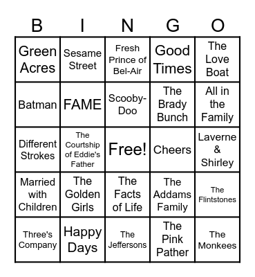 THEME SONGS Bingo Card