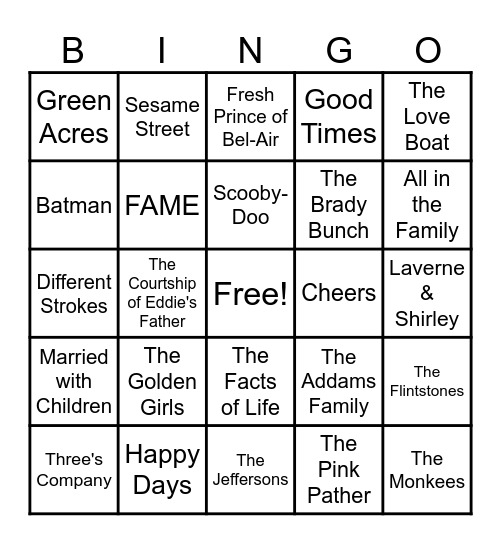 THEME SONGS Bingo Card