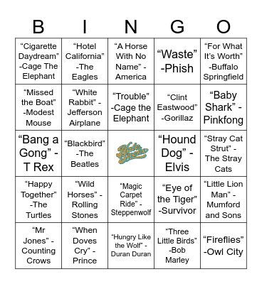 "Wild Kingdom" Music Bingo!                       Venmo @nate-sacks Bingo Card