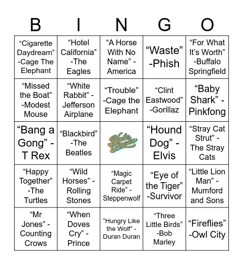 "Wild Kingdom" Music Bingo!                       Venmo @nate-sacks Bingo Card