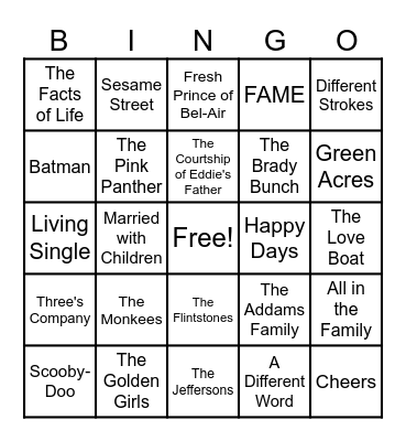 THEME SONGS Bingo Card