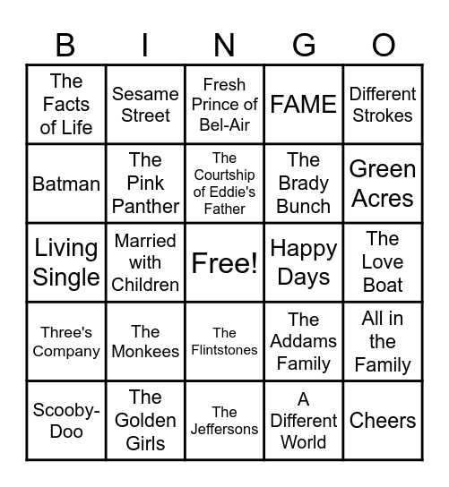 THEME SONGS Bingo Card