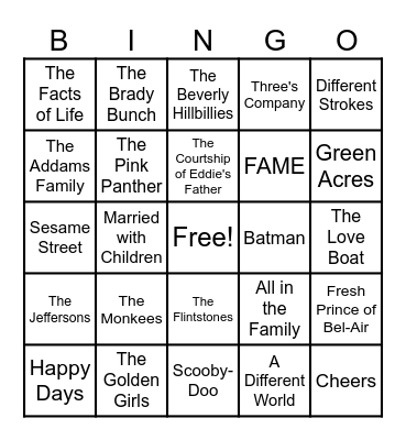 THEME SONGS Bingo Card