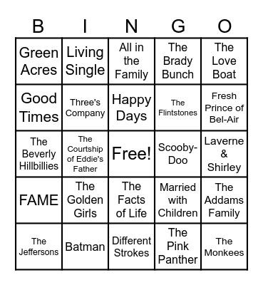 THEME SONGS Bingo Card