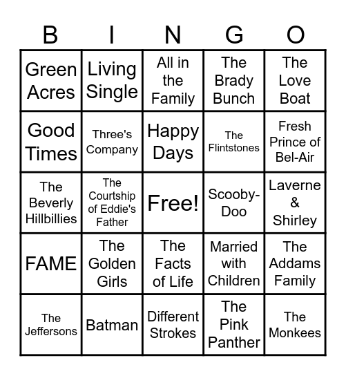 THEME SONGS Bingo Card