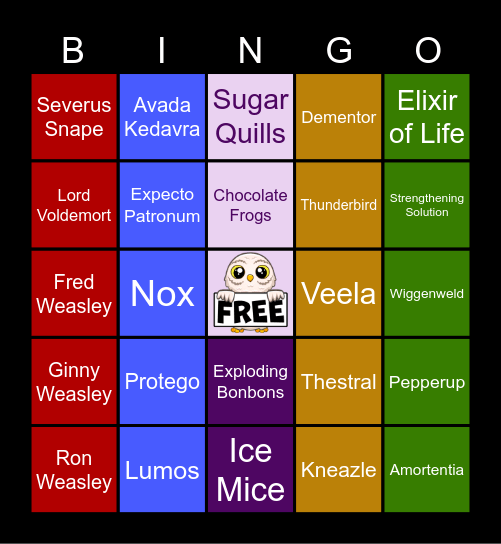 Hedwig's Haven Magical Cateogry Bingo Card