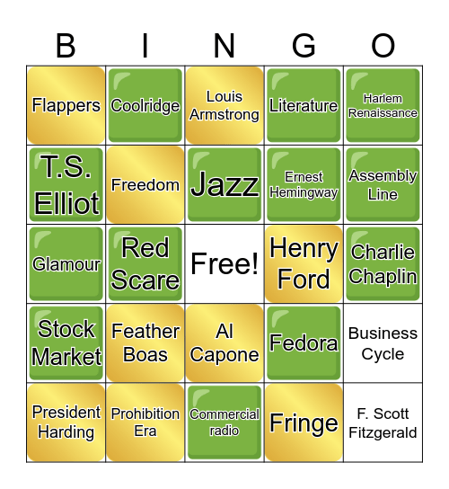 Roaring Twenties Bingo Card