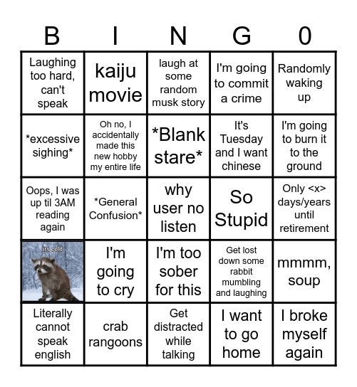 The CT Board Bingo Card