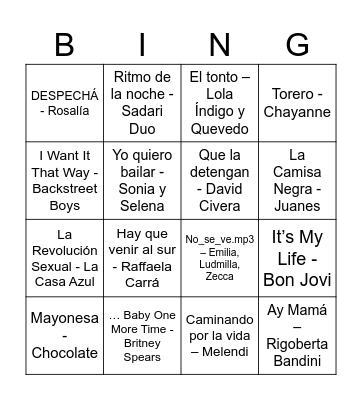 Bingo Musical Bastons Bingo Card