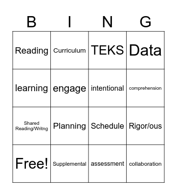 Education Lingo Bingo Card