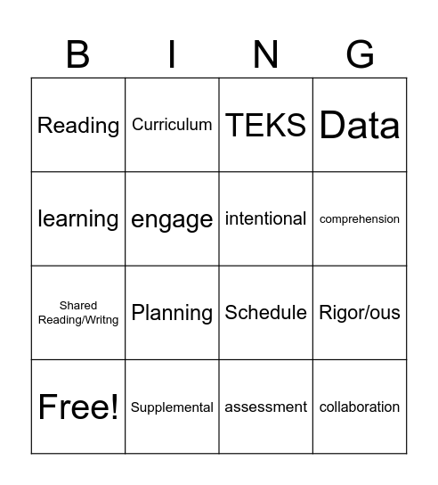 Education Lingo Bingo Card