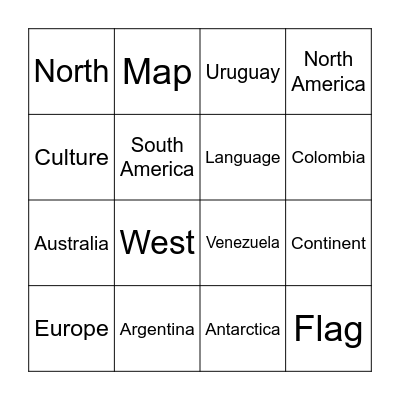 Around the World! Bingo Card