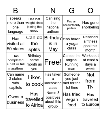Potluck Mingle Bingo Card