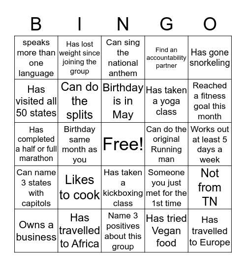 Potluck Mingle Bingo Card