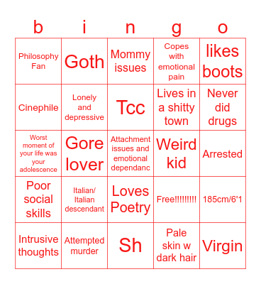 Joaquin's bingo Card