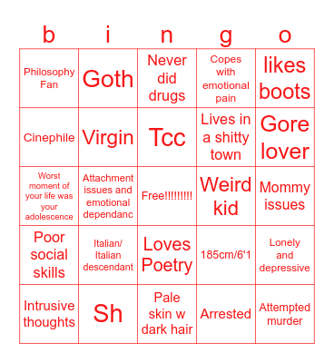 Joaquin's bingo Card