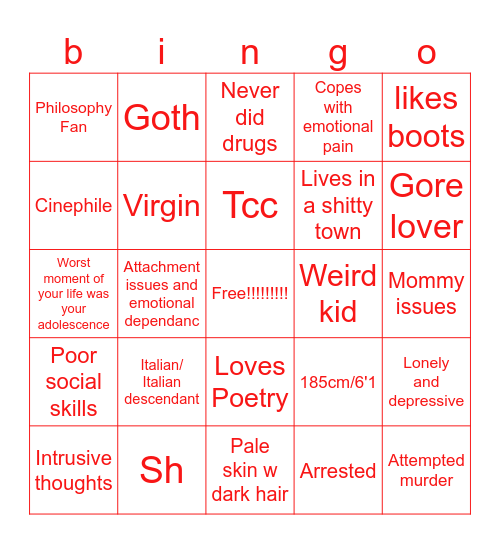 Joaquin's bingo Card