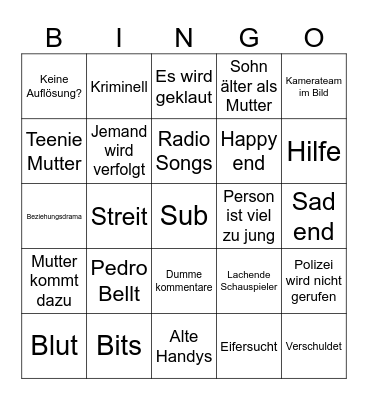 Hilf Mir Bingo Card