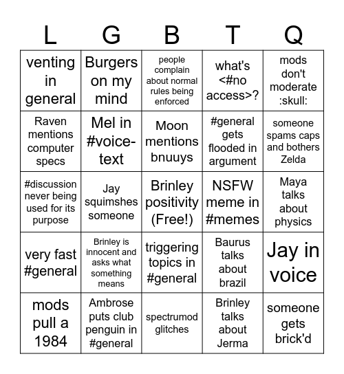 Spectrum Bingo Card