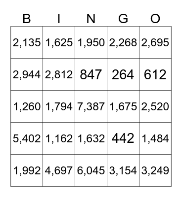 Double Digit Multiplication Bingo Card