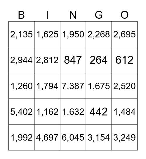 Double Digit Multiplication Bingo Card