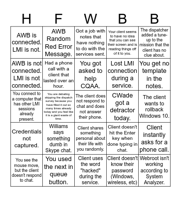 AWB Super Happy Fun Time! Bingo Card