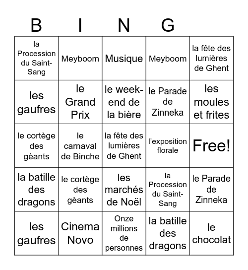 Belgian Waffle Bingo Card