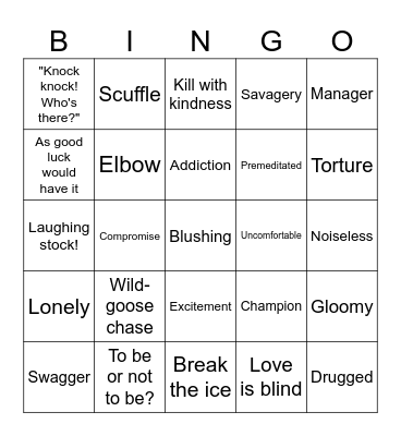 Shakespeare Bingo Card