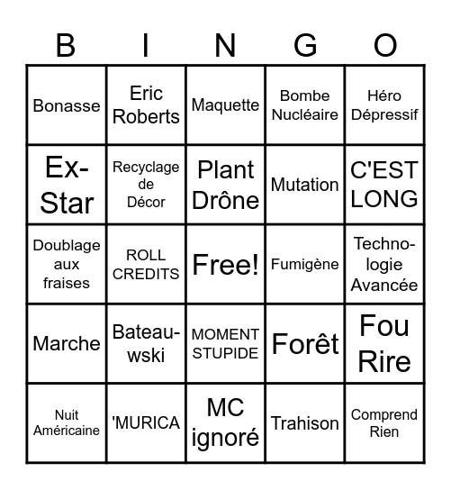 Mardi Ciné Pourri Bingo Card