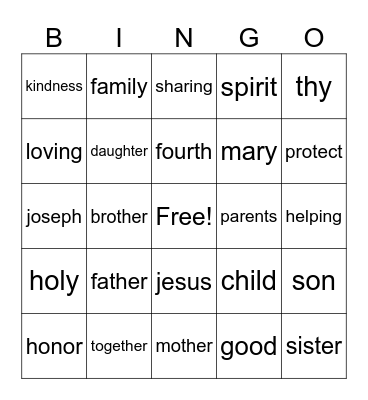 The 10th Commandment Bingo Card