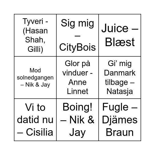 Alt godt fra Danmark Bingo Card